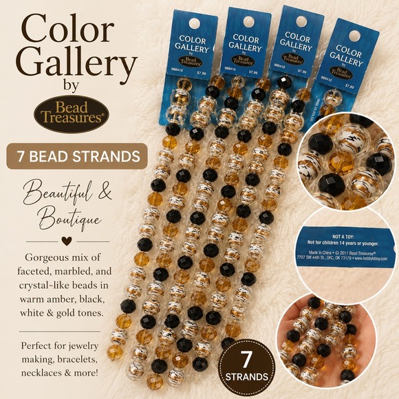 Jewelry - 🖤 Amber Black Gold Toned Marble Beads 🧡